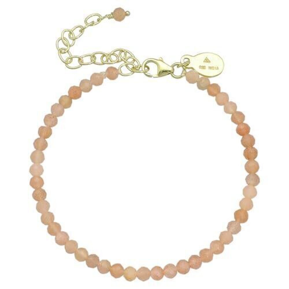 3880 Peach Moonstone Bracelet , Certified 925 Sterling Silver with 18K Gold